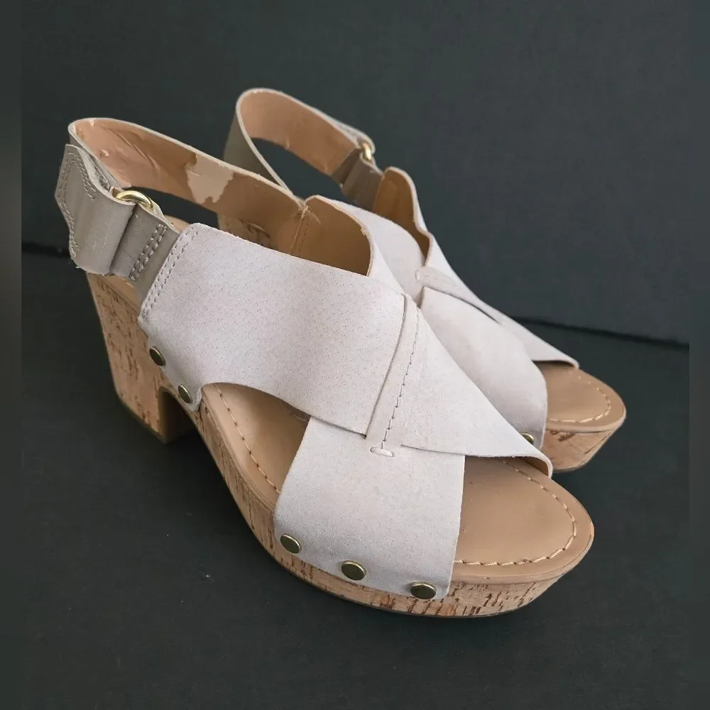 Franco Sarto Suede Slingback Kicks Platforms Sandals Size 6